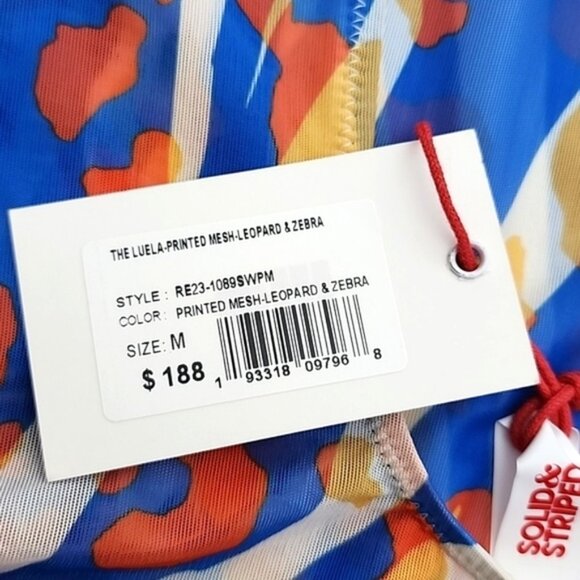 NWT SOLID  STRIPED Luela Leopard Zebra Blue Orange Print Mesh Swimsuit Sz M - Picture 9 of 14